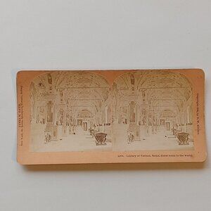 ANTIQUE STEREOGRAPH Card Library of Vatican Rome James M. Davis 1896